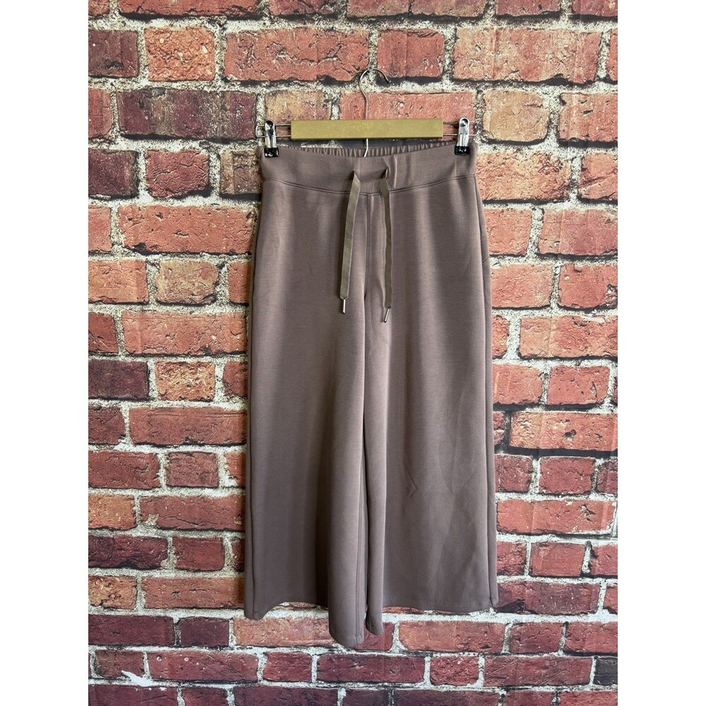 Spanx Air Essentials Wide Leg Pants Womens Size Small Brown Drawstring Lounge